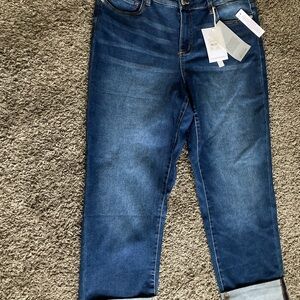 Tahari Women's Boyfriend Jeans - Dark Blue